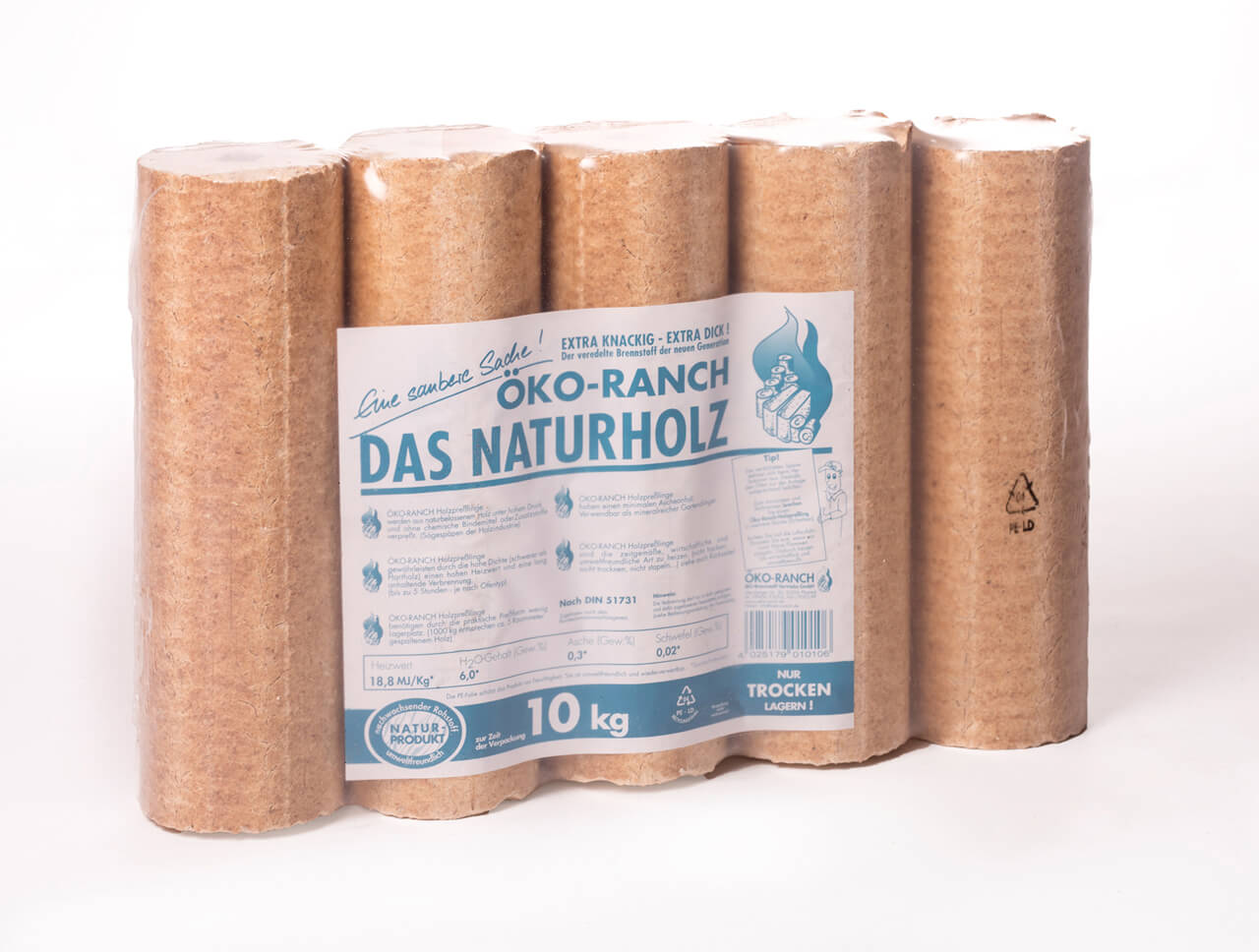 Holzbriketts rund mit Loch - Fichte